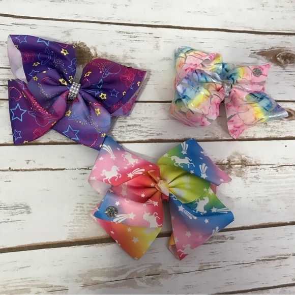 Large Hair Bows Clips JoJo Siwa Set of 3 Unicorn, Celestial, pastel tie dye - Picture 1 of 8